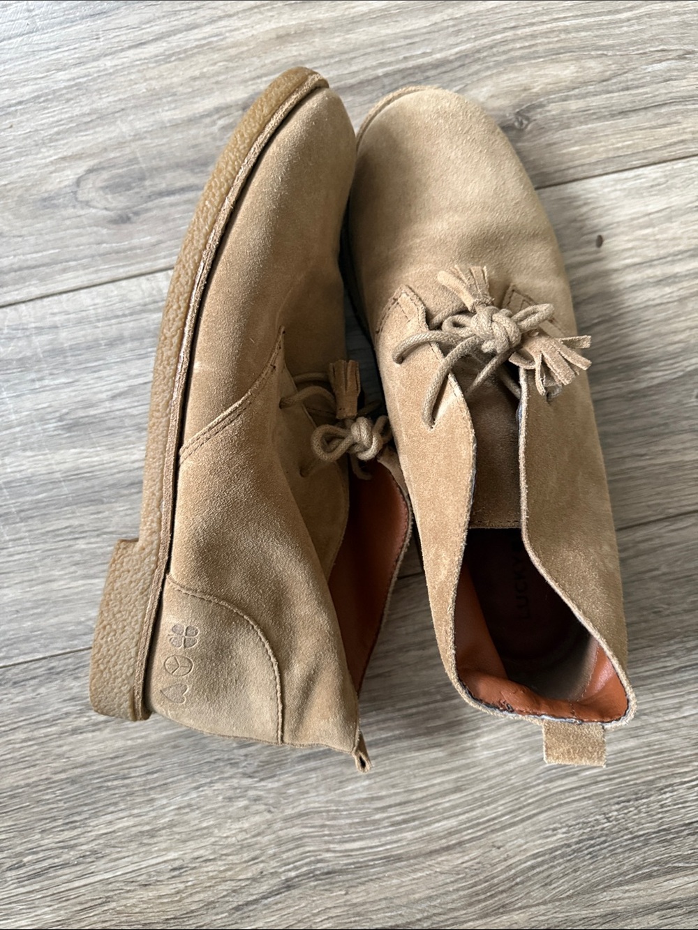 Lucky Brand Suede Tassel Chukka Boots in Tan Sz 38
